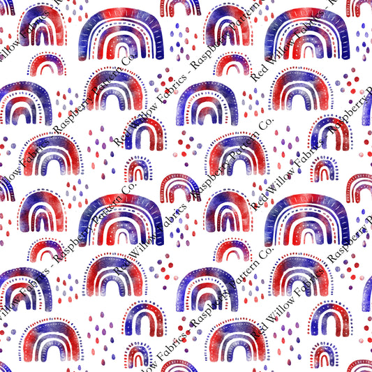 Raspberry Pattern Co - Patriotic Rainbows on White