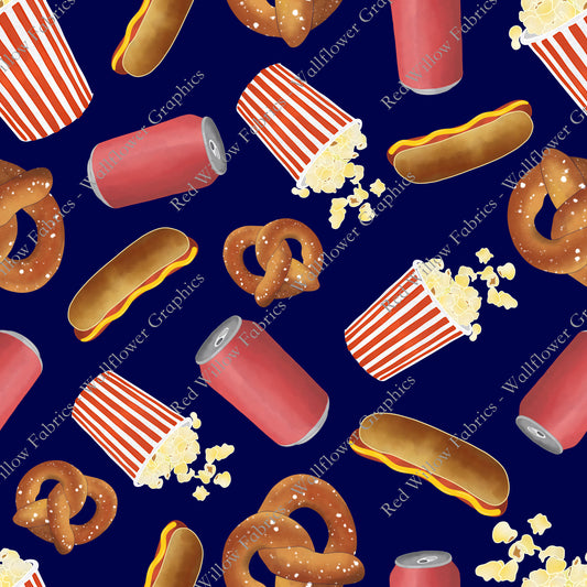 Wallflower Graphics - Watercolor Snack Foods Navy