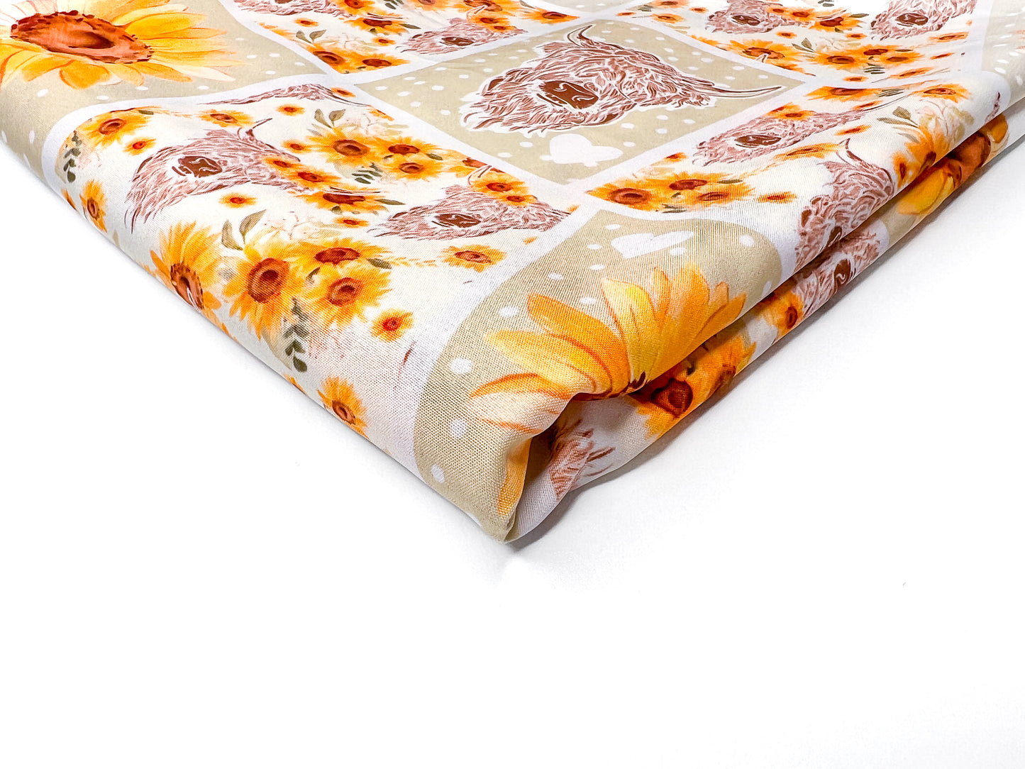 RTS - Poly Stretch Woven - OMG Sunflower Cows