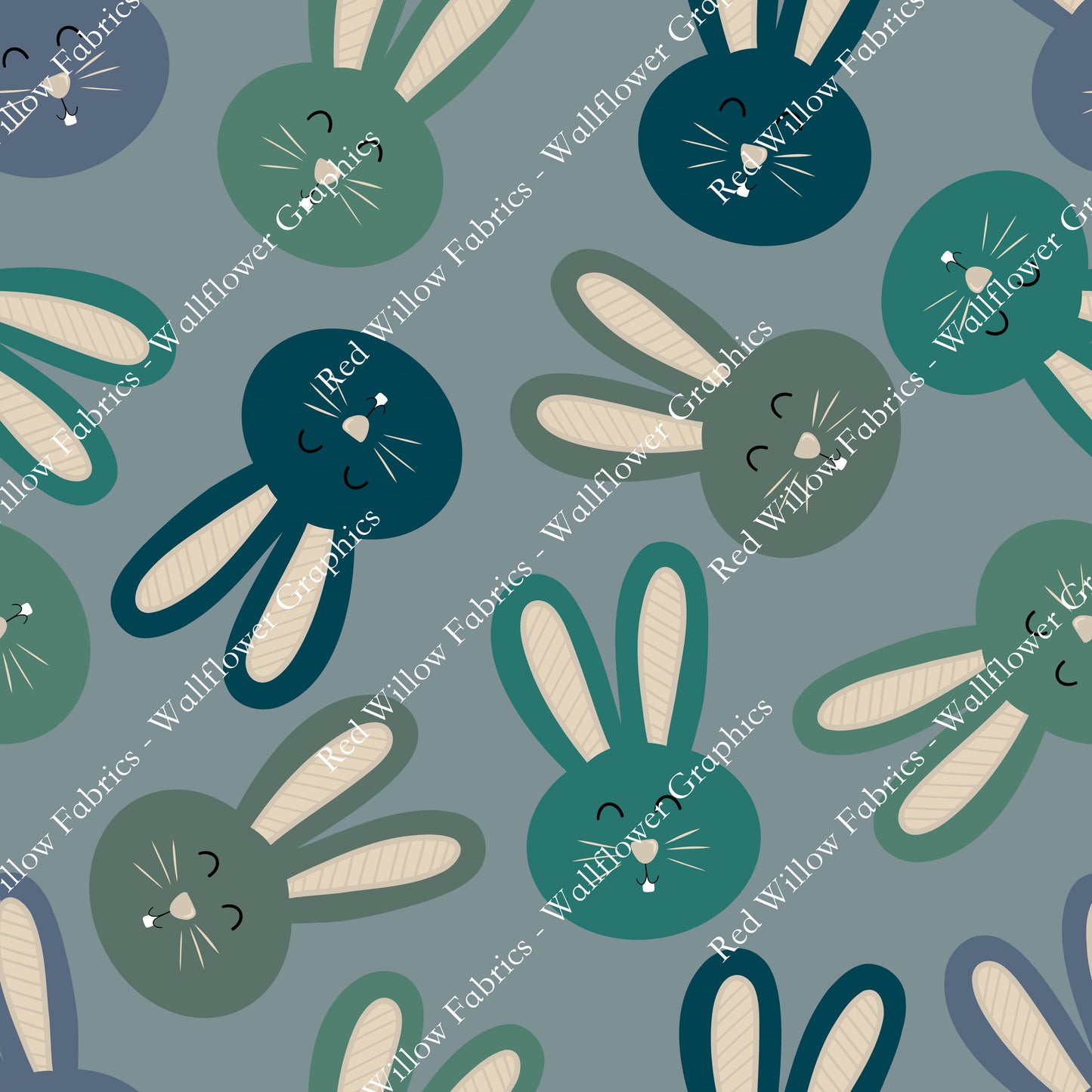 Wallflower Graphics - Blue/Green Bunnies