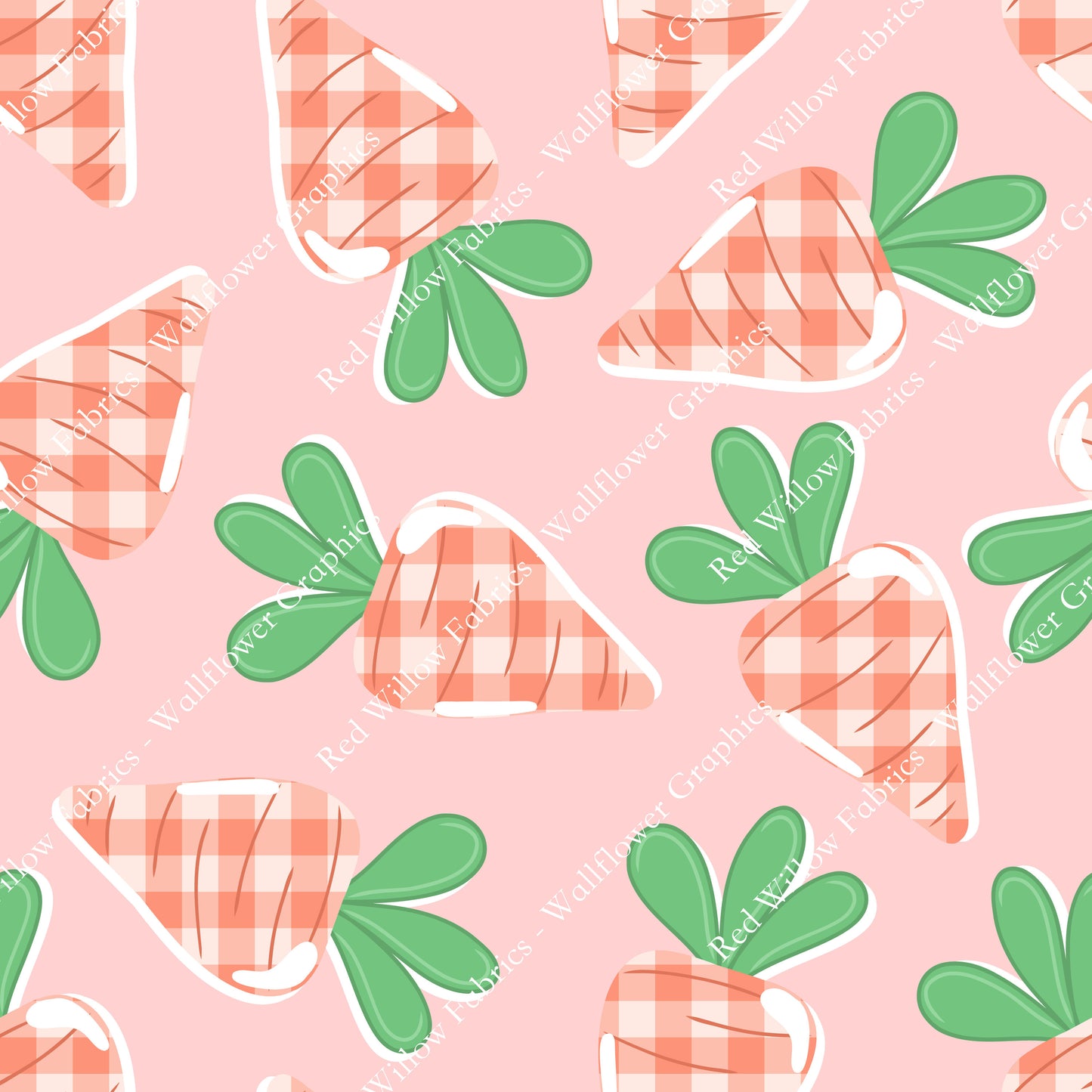 Wallflower Graphics - Coral Gingham Carrots
