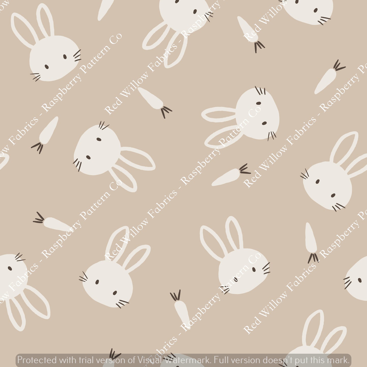 Raspberry Pattern Co - Bunnies and Carrots Tan