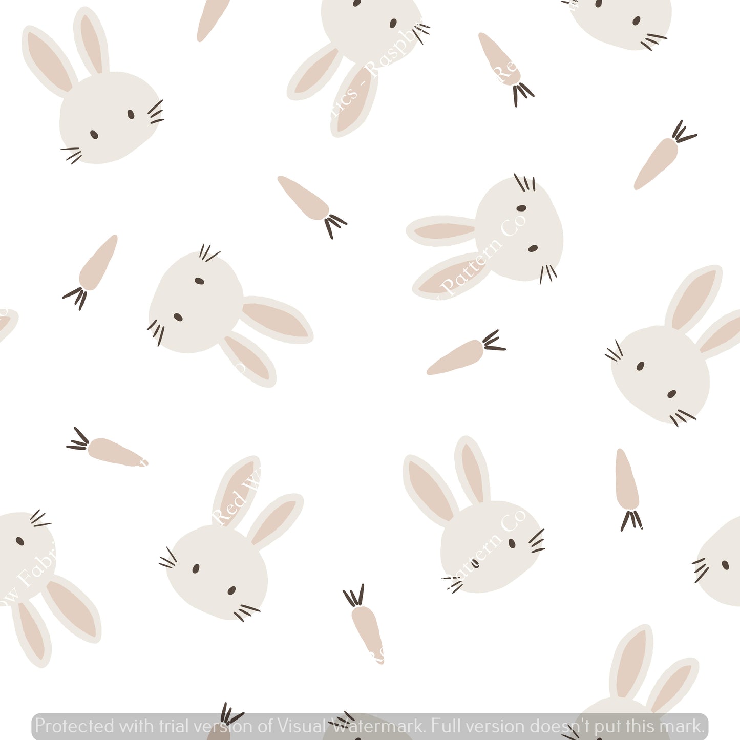Raspberry Pattern Co - Bunnies and Carrots White
