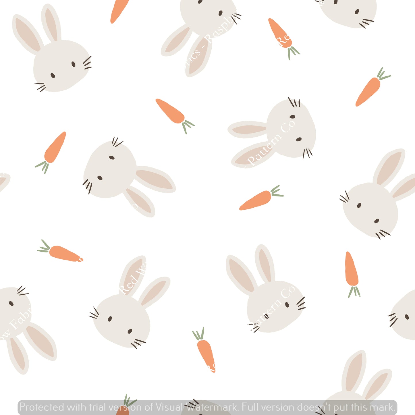 Raspberry Pattern Co - Bunnies and Carrots Orange Ears White