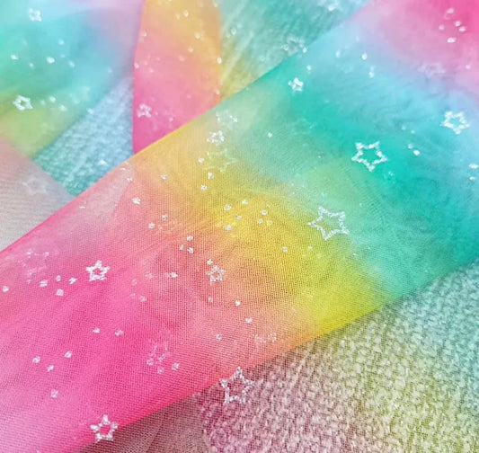 Silver Stars on Rainbow Ombre - Mesh Buy-In