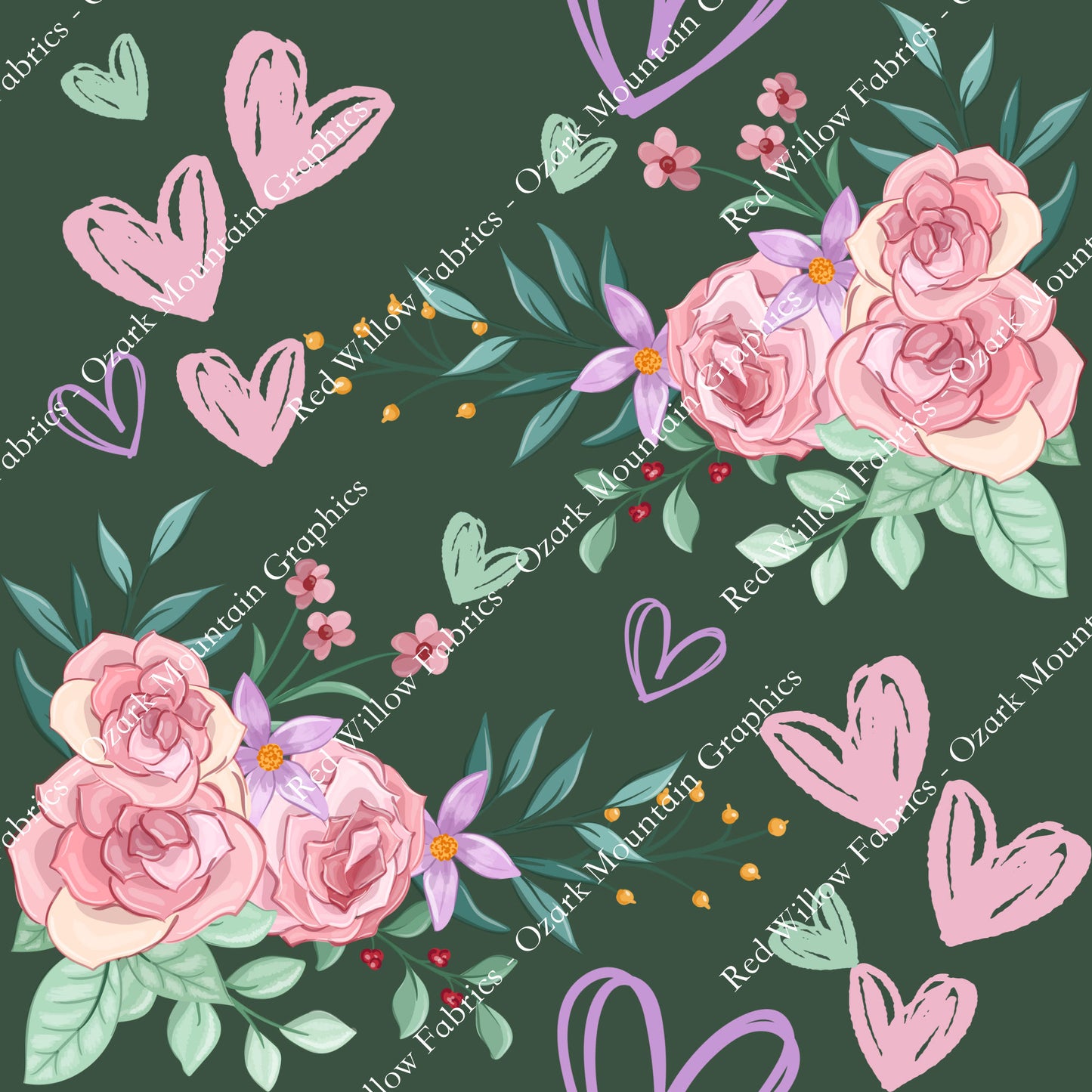 OMG - Watercolor Floral Hearts Pink