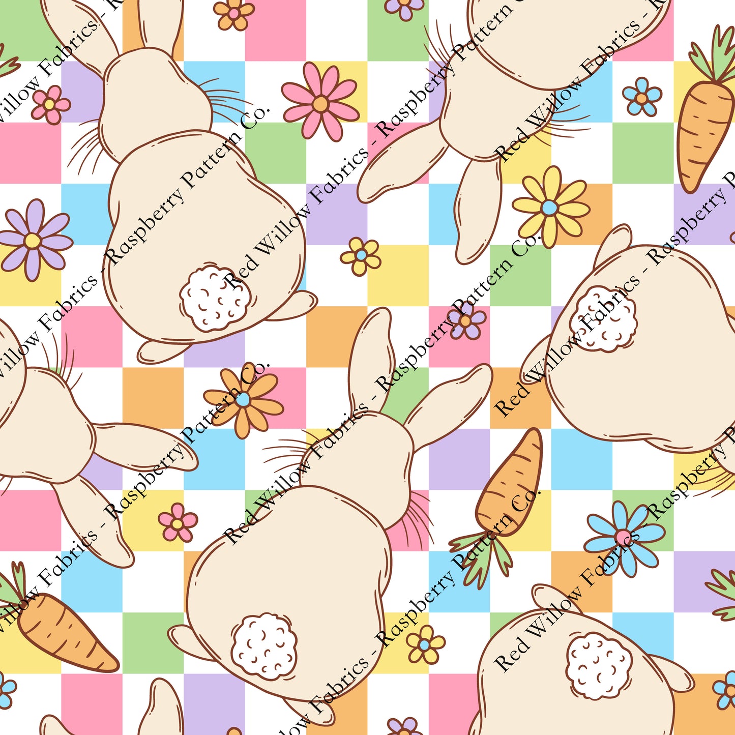 Raspberry Pattern Co - Bunny Butts Floral Checkers