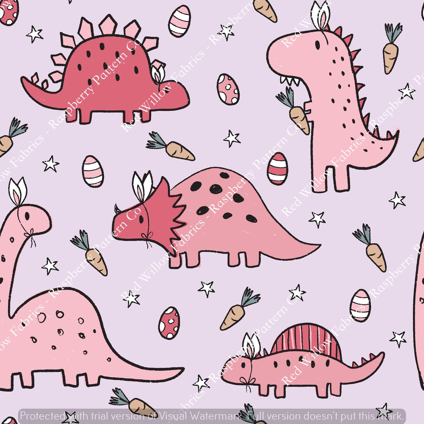 Raspberry Pattern Co - Easter Dinos Light Lilac