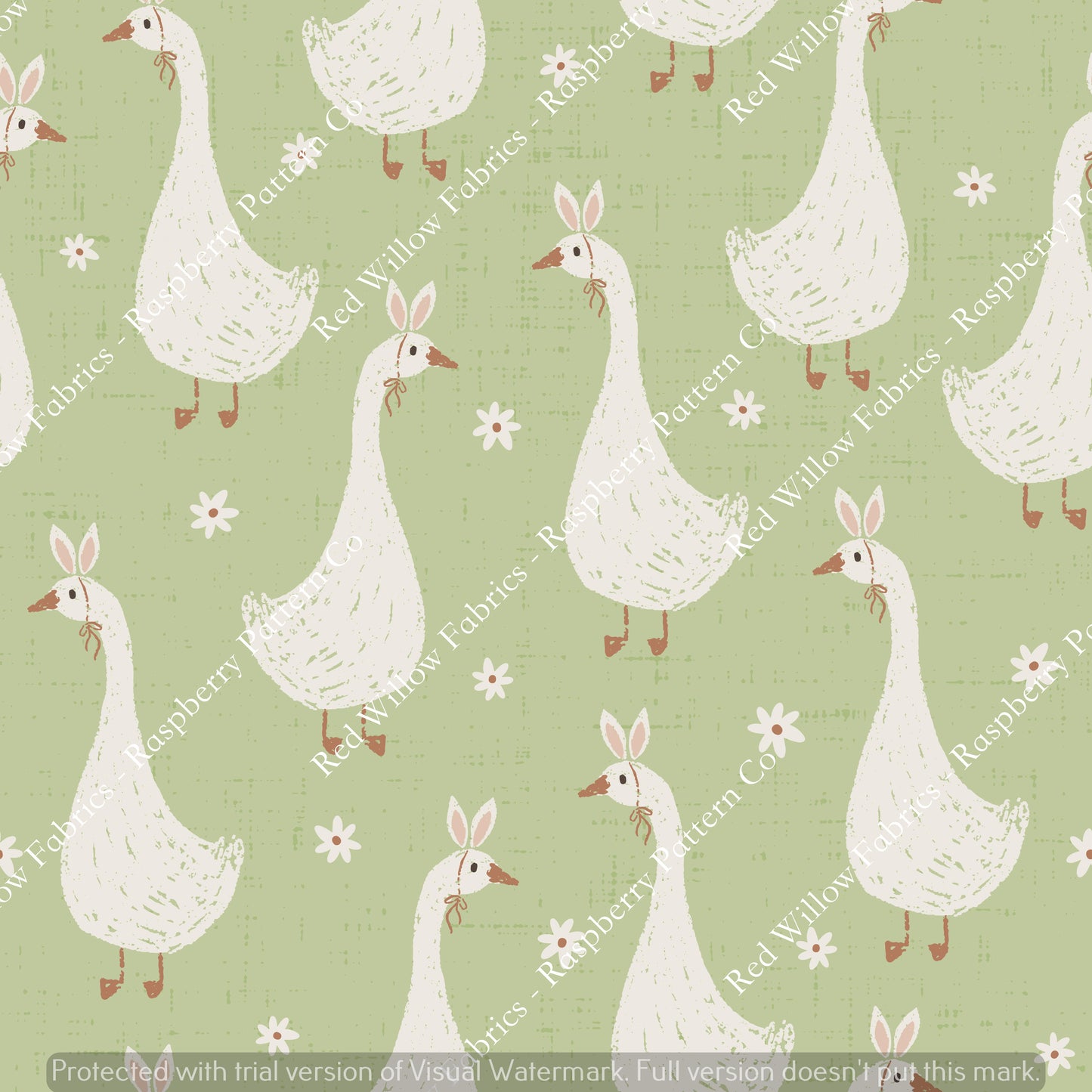 Raspberry Pattern Co - Easter Geese Green