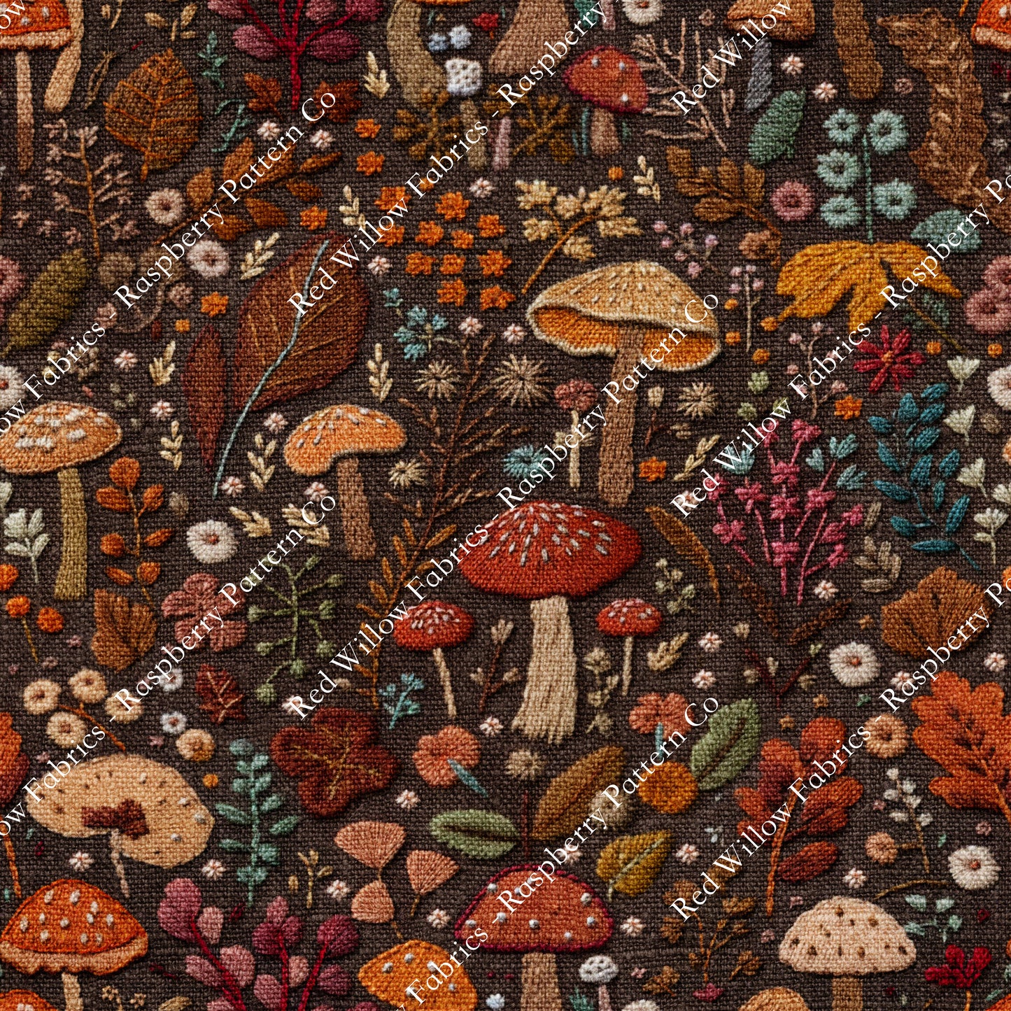Raspberry Pattern Co - Fall Mushroom Embroidery
