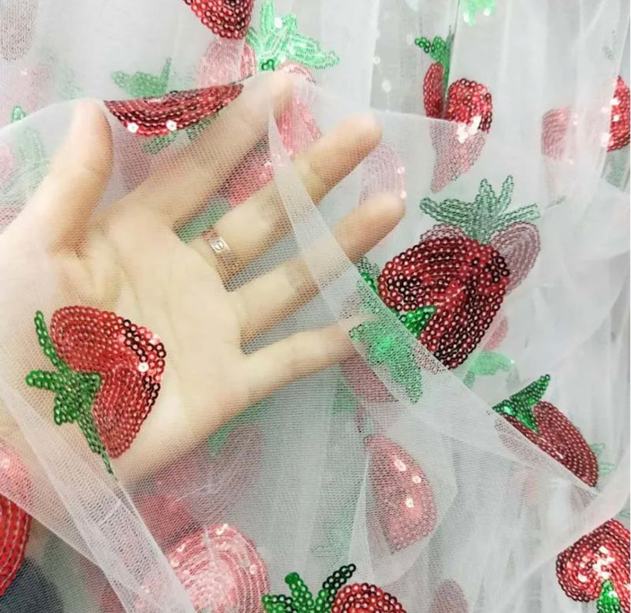 Sequin Strawberries - Mesh Buy-In