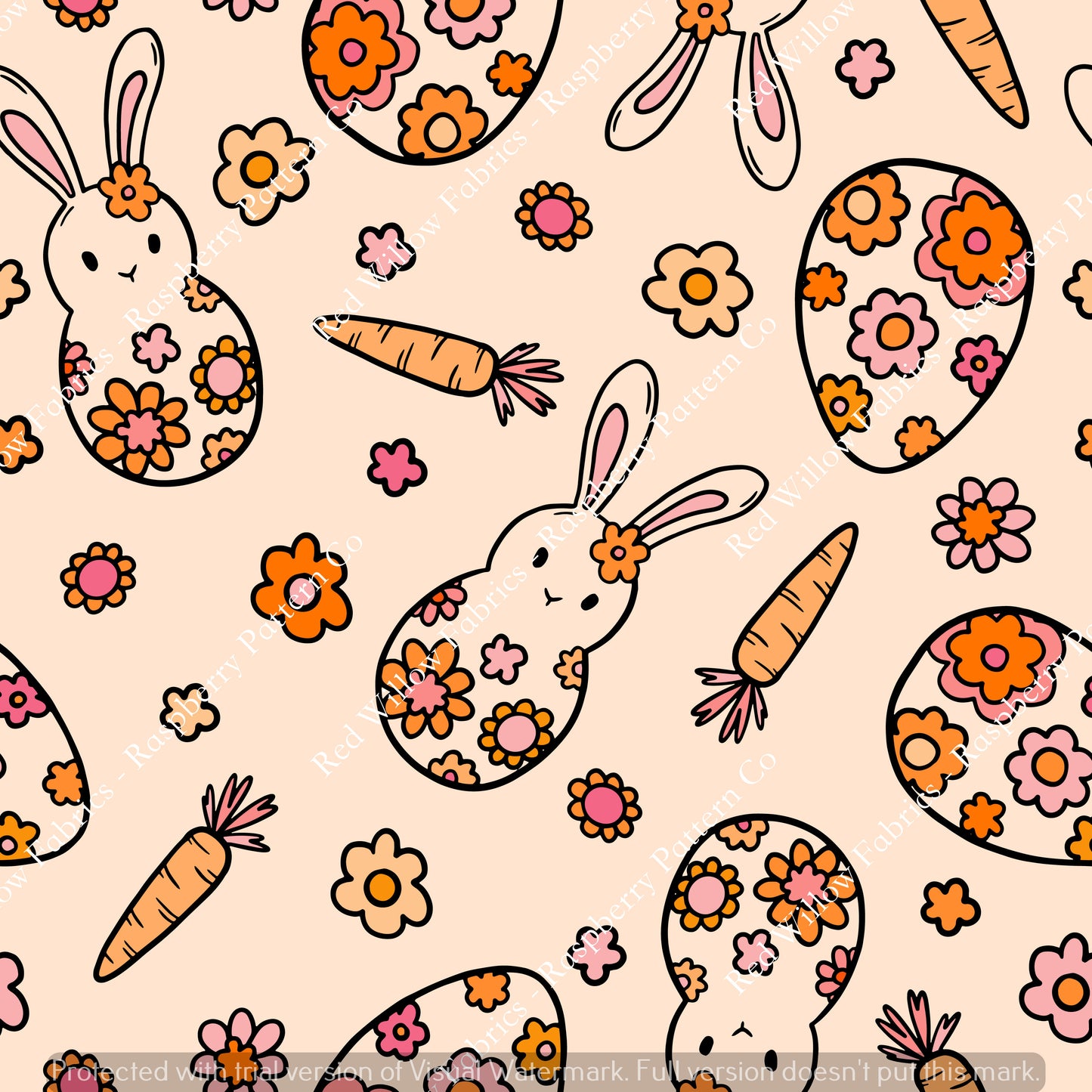 Raspberry Pattern Co - Groovy Bunny Pinkish/Beige