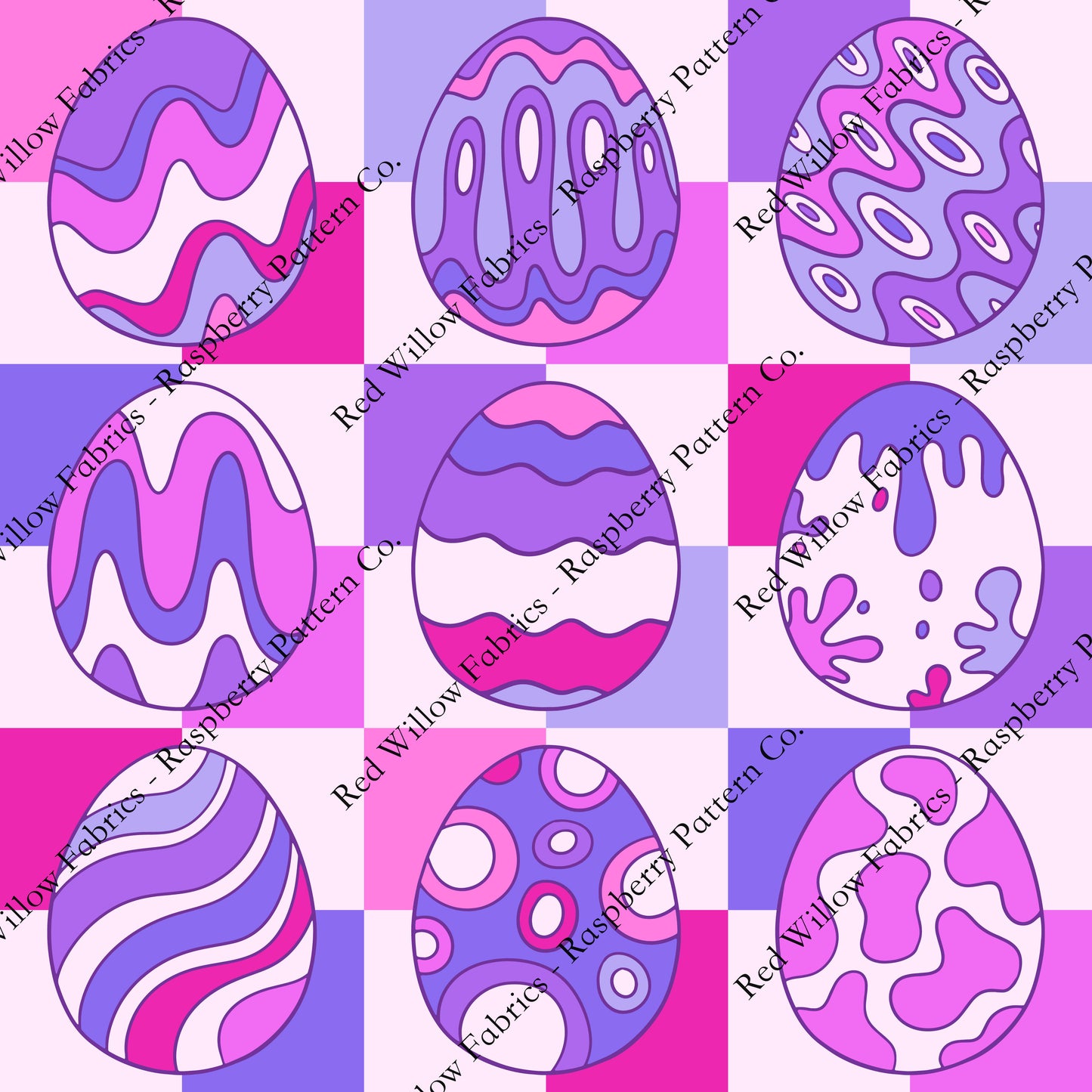 Raspberry Pattern Co - Groovy Eggs Square Purples