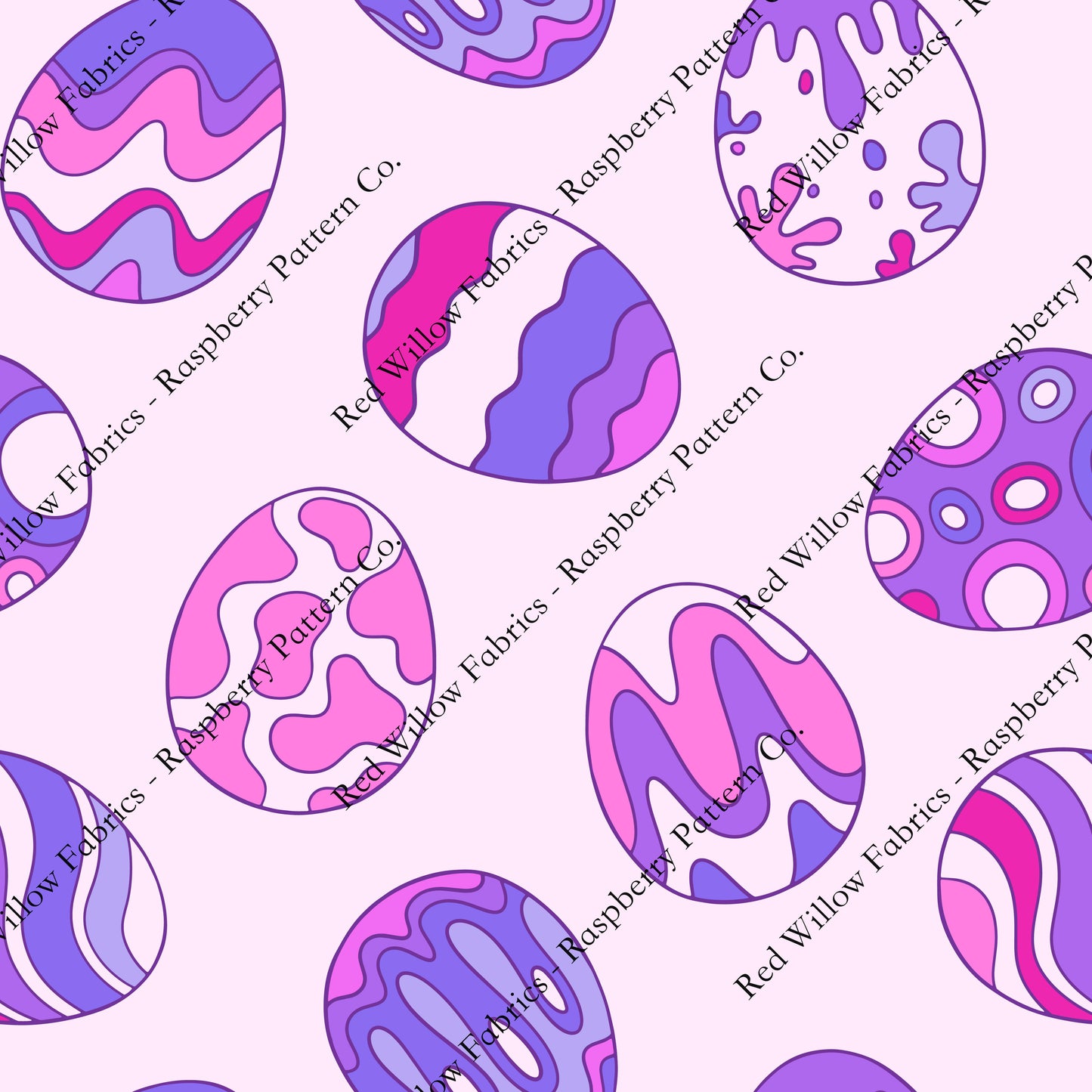 Raspberry Pattern Co - Groovy Eggs Purples