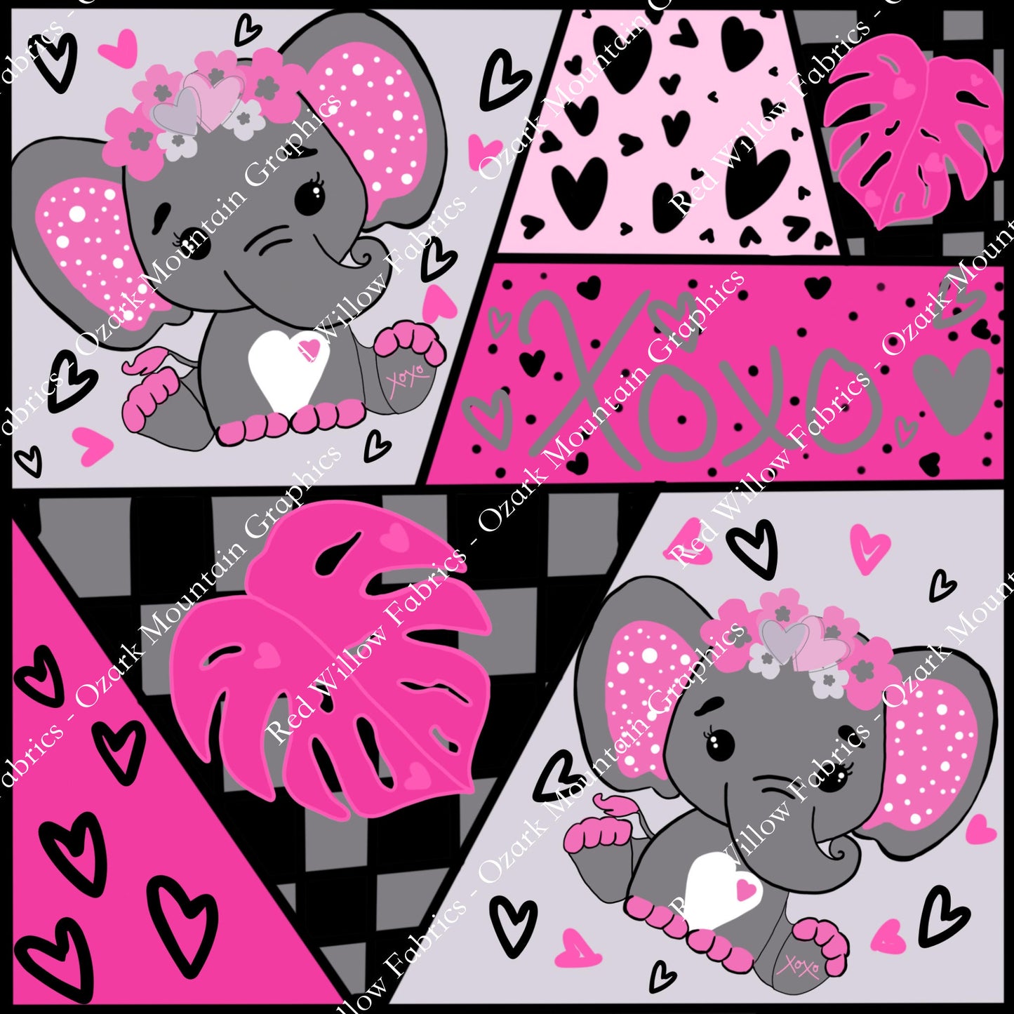 OMG - Pink Valentine's Block Elephants