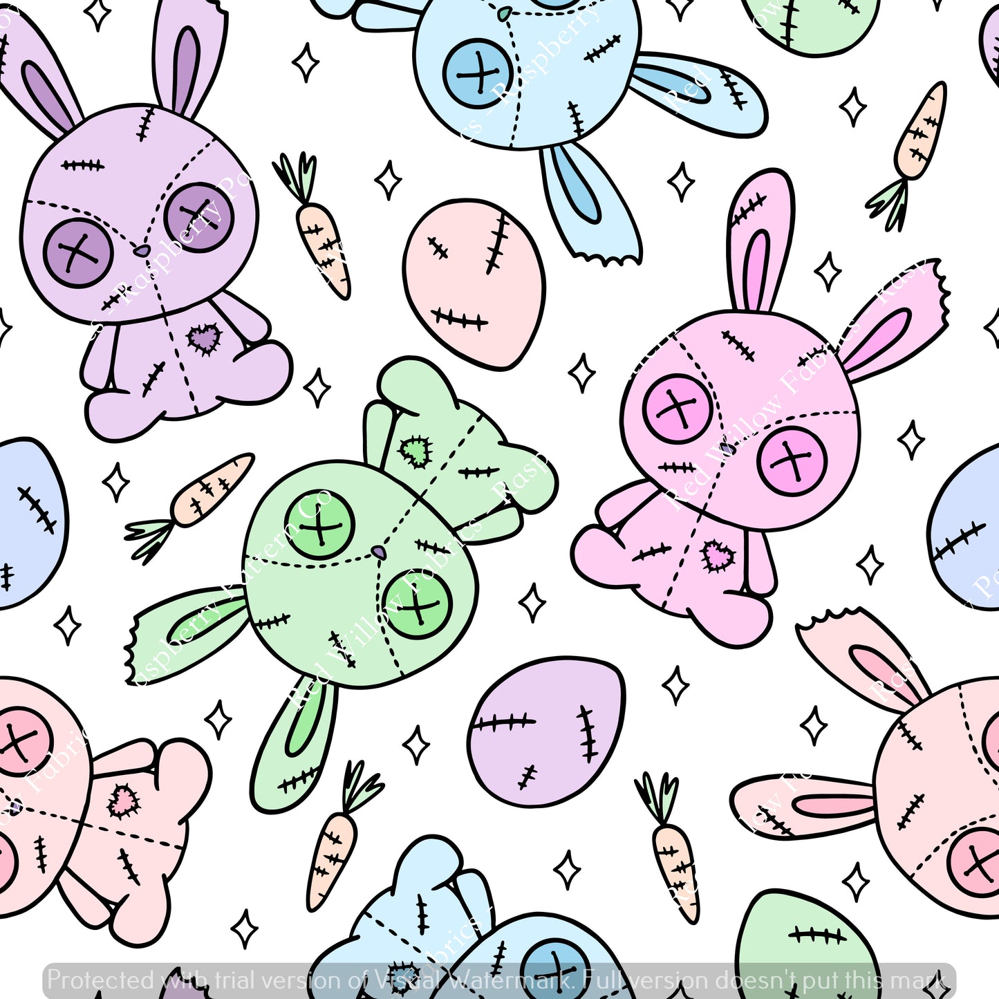 Raspberry Pattern Co - Easter Zombie Bunnies White