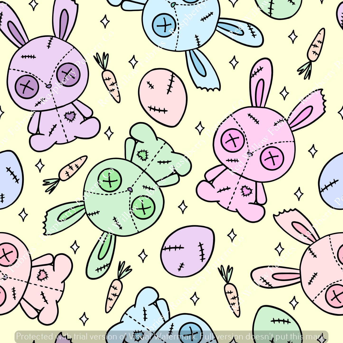 Raspberry Pattern Co - Easter Zombie Bunnies Yellow