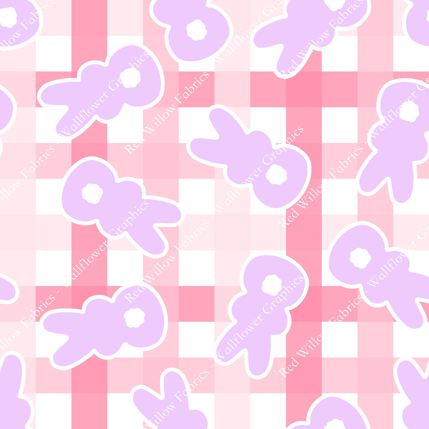 Wallflower Graphics - Pink/Purple Plaid Bunnies